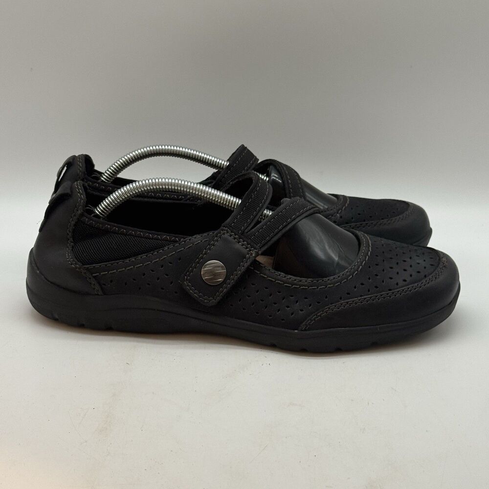 Earth Origins Tiffany Mary Janes Women's 9.5M Black Leather Hook & Loop Shoes - Picture 3 of 11